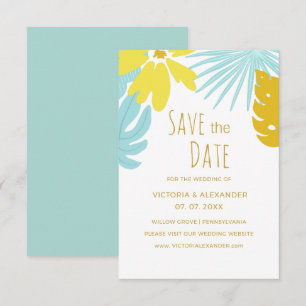 Botanical Tropical greenery wedding Save the Date Invitation