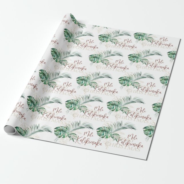 Botanical Tropical Mele Kalikimaka | Christmas Wrapping Paper (Unrolled)