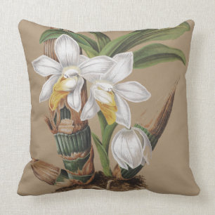 Botanical Tropical Orchid Flowers Floral Pillow