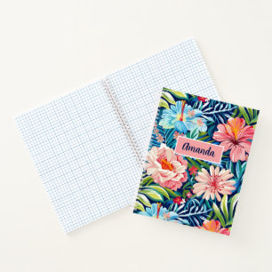 Botanical Tropical Summer Flowers Pattern Floral Notebook