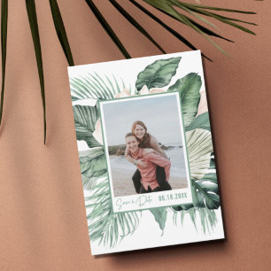 Botanical Tropical Wedding Photo Save The Date
