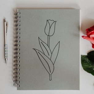 Botanical Tulip Line Art Flower Rubber Stamp