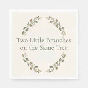 Botanical Twin Baby Shower Olive Branch Boho Green Napkin