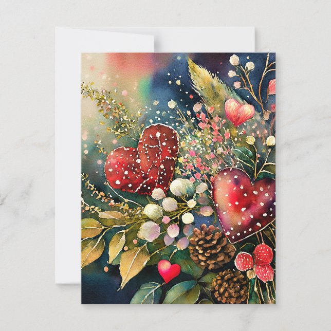 Botanical valentine hearts holiday card (Front)