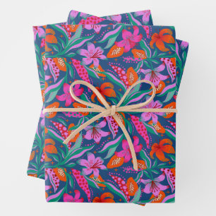 Botanical Vibrant Garden Wrapping Paper Sheet