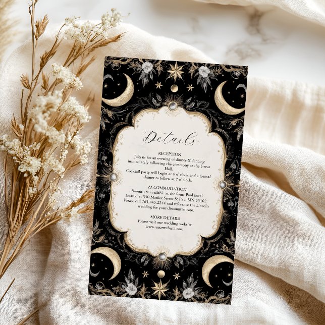 Botanical Vintage Celestial Moon Stars Wedding Enclosure Card (Creator Uploaded)