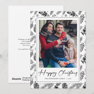 Botanical Vintage Christmas Photo Holiday Card