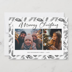 Botanical Vintage Christmas Photo Holiday Card