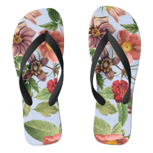 Botanical vintage design flip flops