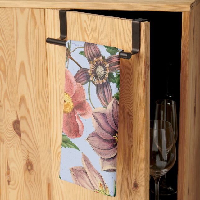Botanical vintage design tea towel (Thirds Fold)