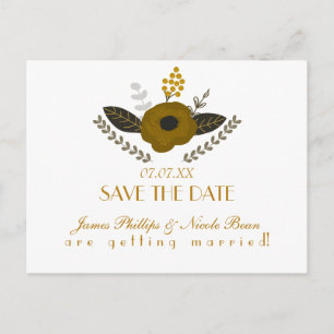 Botanical Vintage Floral Save The Date Postcard
