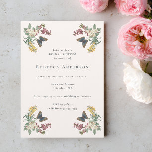Botanical Vintage Flowers Garden Bridal Shower Invitation