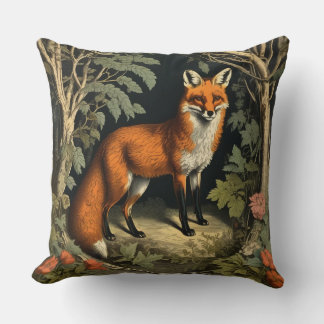Botanical Vintage Forest Fox Cushion