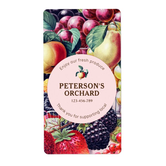 Botanical Vintage Fruit Local Farmer Label (Front)