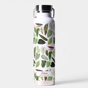 Botanical Vintage Greenery Leaves Water Bottle