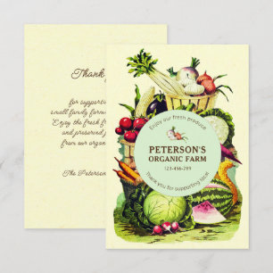 Botanical Vintage Local Vegetable Farmer Enclosure Card