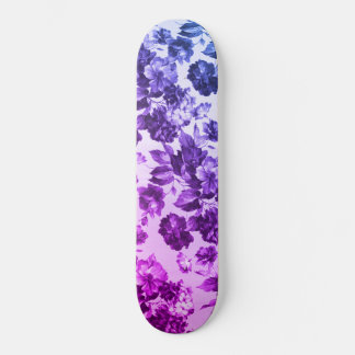 Botanical vintage purple blue gradient rose floral skateboard