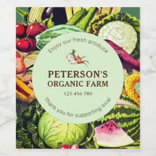 Botanical Vintage Vegetables Local Farmer Label