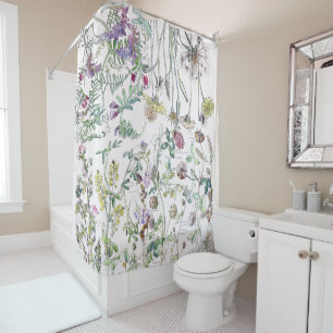 Botanical Vintage Wildflower Flower Shower Curtain