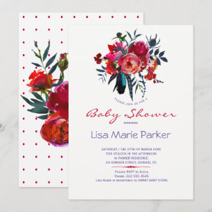 Botanical watercolor bouquet baby shower invite