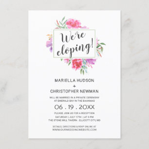 Botanical Watercolor Bouquet Elopement Reception Invitation