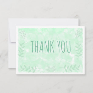 Botanical Watercolor Branches Leaves  Thank You Card