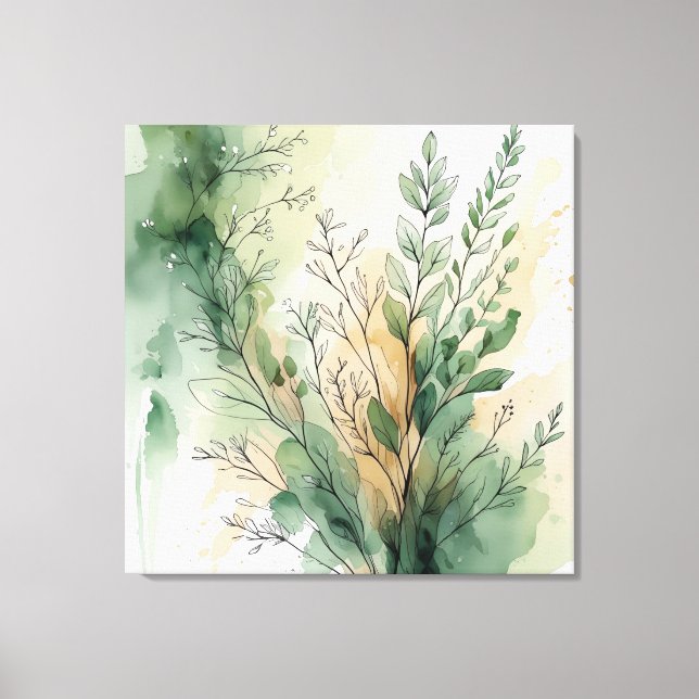Botanical Watercolor Canvas – Minimalist Nature-In (Front)