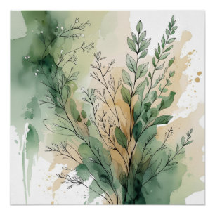 Botanical Watercolor Canvas – Minimalist Nature-In Poster