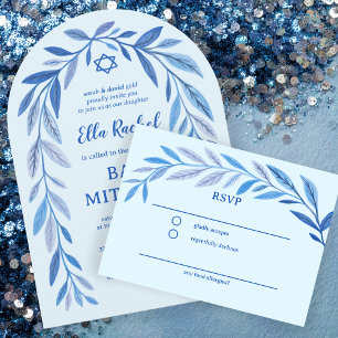 Botanical Watercolor CUSTOM Bar Bat Mitzvah RSVP Enclosure Card