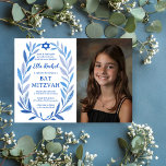 Botanical Watercolor CUSTOM PHOTO Bat Bar Mitzvah Invitation<br><div class="desc">Perfect card to announce a bat mitzvah, bar mitzvah or other Jewish celebration! Hand drawn delicate leaf trame art for you! FULLY CUSTOMIZABLE! Click on “Personalise” above to edit the text, add your photo. Click "edit using design tool" to adjust the fonts, colours and placements. Also you can easily change...</div>