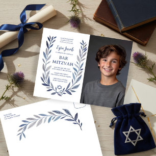 Botanical Watercolor CUSTOM PHOTO Bat Bar Mitzvah Postcard