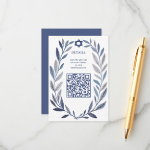 Botanical Watercolor CUSTOM QR Bar Bat Mitzvah Enclosure Card