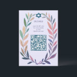 Botanical Watercolor CUSTOM QR Bar Bat Mitzvah Enclosure Card<br><div class="desc">Perfect ENCLOSURE card to announce a bat mitzvah, bar mitzvah or other Jewish celebration! Hand drawn delicate leaf trame art for you! FULLY CUSTOMIZABLE! Click on “Personalize” above to edit the text and add your link to the QR code. Click "edit using design tool" to adjust the fonts, colors and...</div>