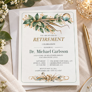 Botanical Watercolor Dentist Retirement Party Invitation