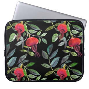 Botanical watercolor drawing dogrose pattern. Brig Laptop Sleeve