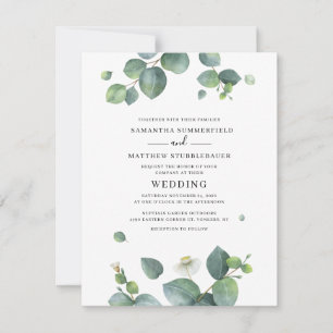 Botanical Watercolor Eucalyptus Greenery Wedding Invitation