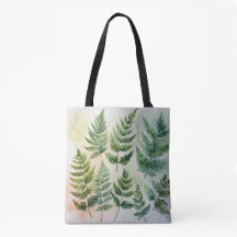 Botanical Watercolor Fern Tote