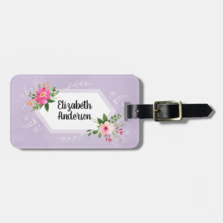 Botanical watercolor floral boho luggage tag