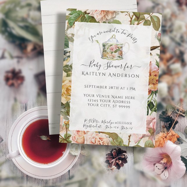 Botanical Watercolor Floral Tea Party Baby Shower (Creator Uploaded)