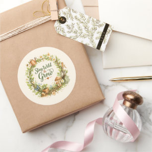Botanical Watercolor Floral Wreath Inspirational Classic Round Sticker