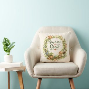 Botanical Watercolor Floral Wreath Inspirational Cushion