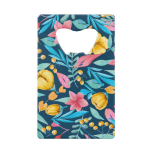 Botanical watercolor: flowers, leaves ornament.