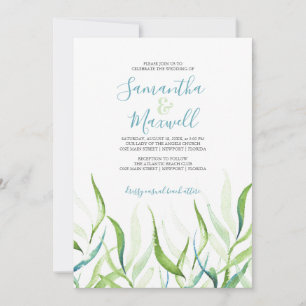 Botanical Watercolor Green and White Wedding