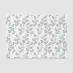 Botanical Watercolor Green Leaves Rustic Foliage  Tissue Paper