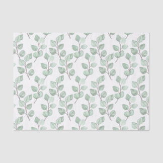 Botanical Watercolor Green Leaves Rustic Foliage  Tissue Paper
