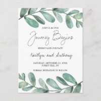 Botanical Watercolor Greenery Eucalyptus Announcem