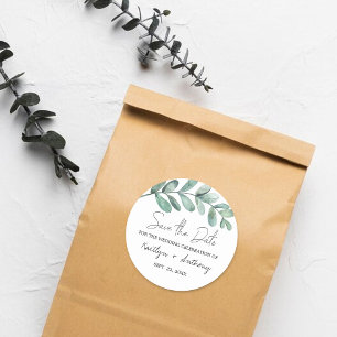 Botanical Watercolor Greenery Eucalyptus Classic Round Sticker