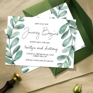 Botanical Watercolor Greenery Eucalyptus Save The Date