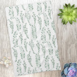 Botanical Watercolor Greenery Leaves Tea Towel<br><div class="desc">Modern sage green and white watercolor eucalyptus leaves and greenery design for a clean,  fresh look. Original art by Nic Squirrell.</div>