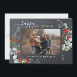 Botanical Watercolor Greenery Photo Chalkboard Holiday Card<br><div class="desc">You will love these beautiful Christmas cards! They feature botanical watercolor arrangements with mistletoe,  pine branches,  berries,  and babies' breath.</div>